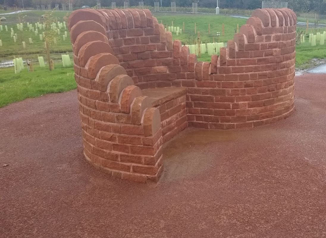 Brick seating feature at Stanrigg Paek