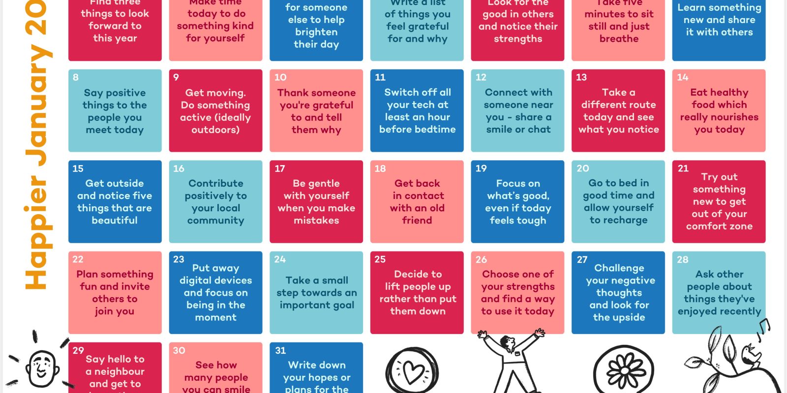 Action for Happiness calendar for January 2023